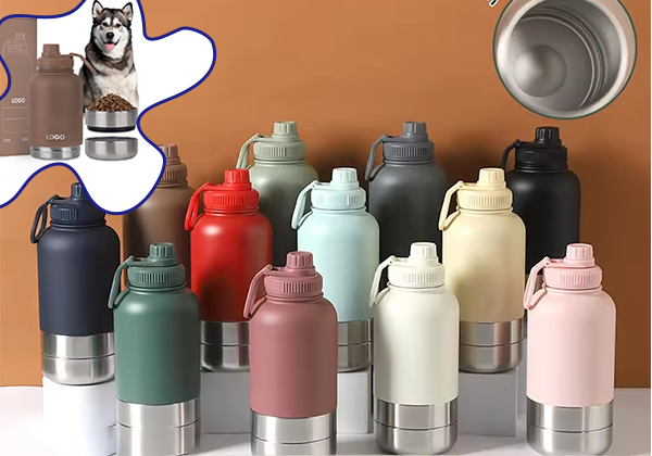 pet dog water bottle with food container